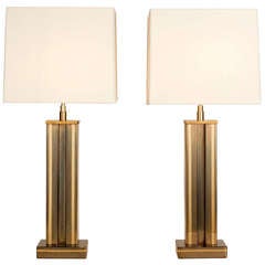 Pair of Brass Table Lamps by De Gandt