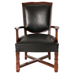 Jules Leleu, Sillón de caoba y cuero, Francia, hacia 1945