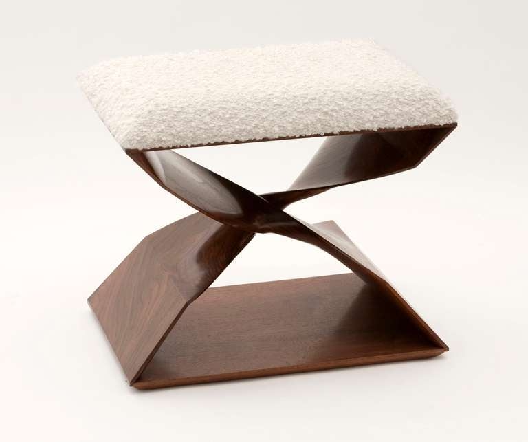 Hand Carved Walnut Stool by Carol Egan