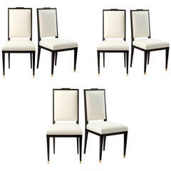 André Mercier, Set of six neoclassical dining chairs, France, c. 1940 5