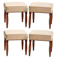 Set of Four Mahogany Stools in the Manner of Süe et Mare