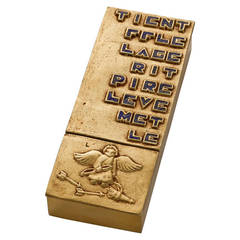"L
amour Soutient" Rare Gilt Bronze Box by Line Vautrin