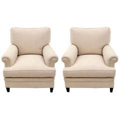 Pair of French 1940
s Club Chairs in Ebonized Mahogany Pair of French 1940
s Club Chairs in Ebonized Mahogany