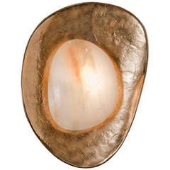 Achille Salvagni, "Oyster", Bronze and Onyx Sconce, Italy, 2013 2