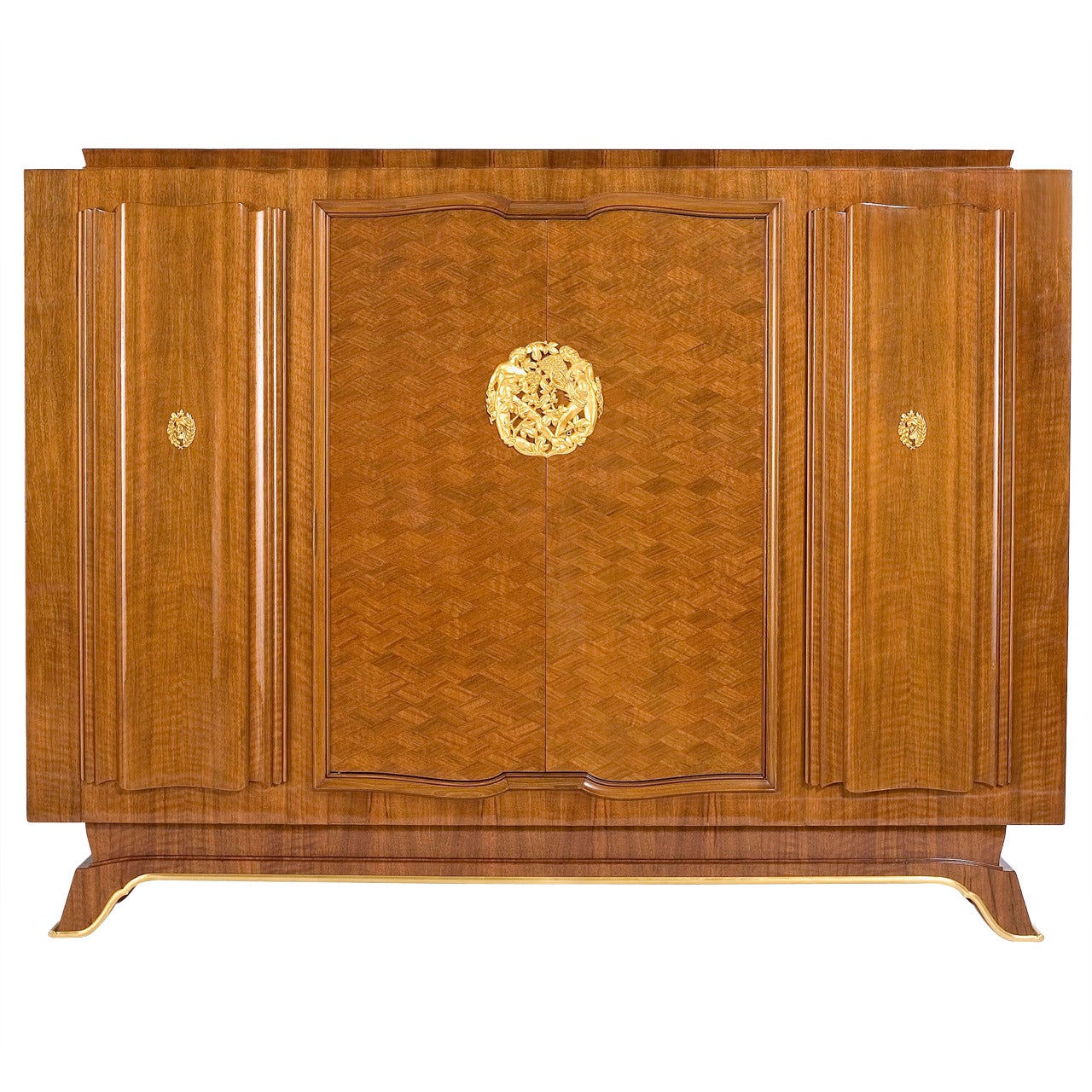 Jules Leleu, cabinet Art déco en noyer, France, C.C. 1944