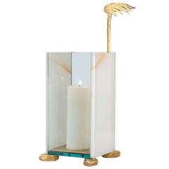 Bronze and Onyx Candle Lantern by Aldus