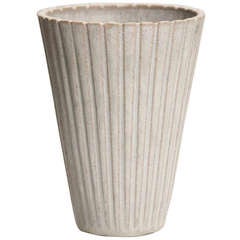 Ribbed Glazed Stoneware Vase by Arne Bang