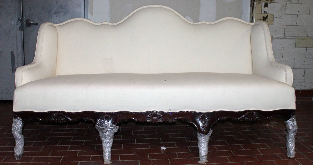 oversized English Divan with carved base 1940's