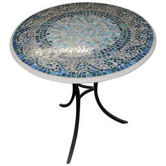 Whimsical Iridescent Mosaic Breakfast Table on Blackened Steel Base