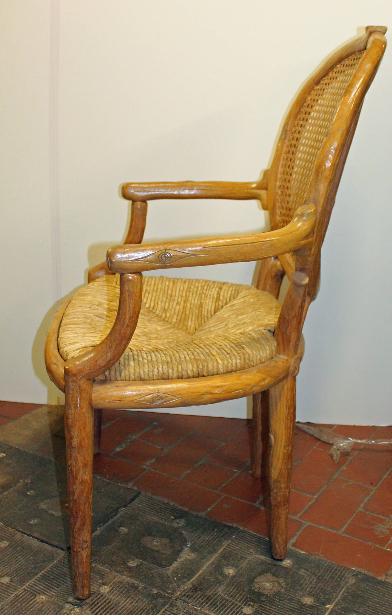 Pair of Italian Carved Faux Bois Dining Chairs In Good Condition In Bronx, NY