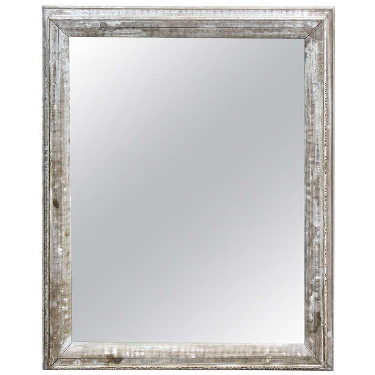 Large Antique Distressed Wood Framed Mirror At 1stdibs