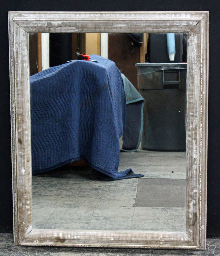 Large antique distressed wood framed mirror