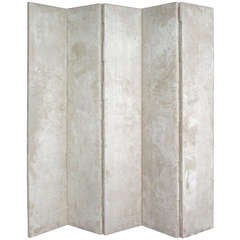 5 Panel Folding Screen in Rich Sand Colored Ultra-Suede