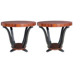 Pair of Petite Mahogany and Ebony Occassional Tables 9