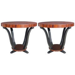 Pair of Petite Mahogany and Ebony Occassional Tables