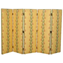 Petite 5 Panel Folding Screen in a Rich Brocade Edged with Braided Silk Tape