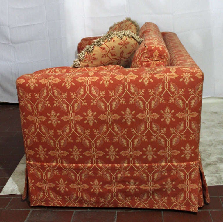 American Luxurious Lawson Style Love Seat In A Rich Woven Neo-Indian Inspired Fabric