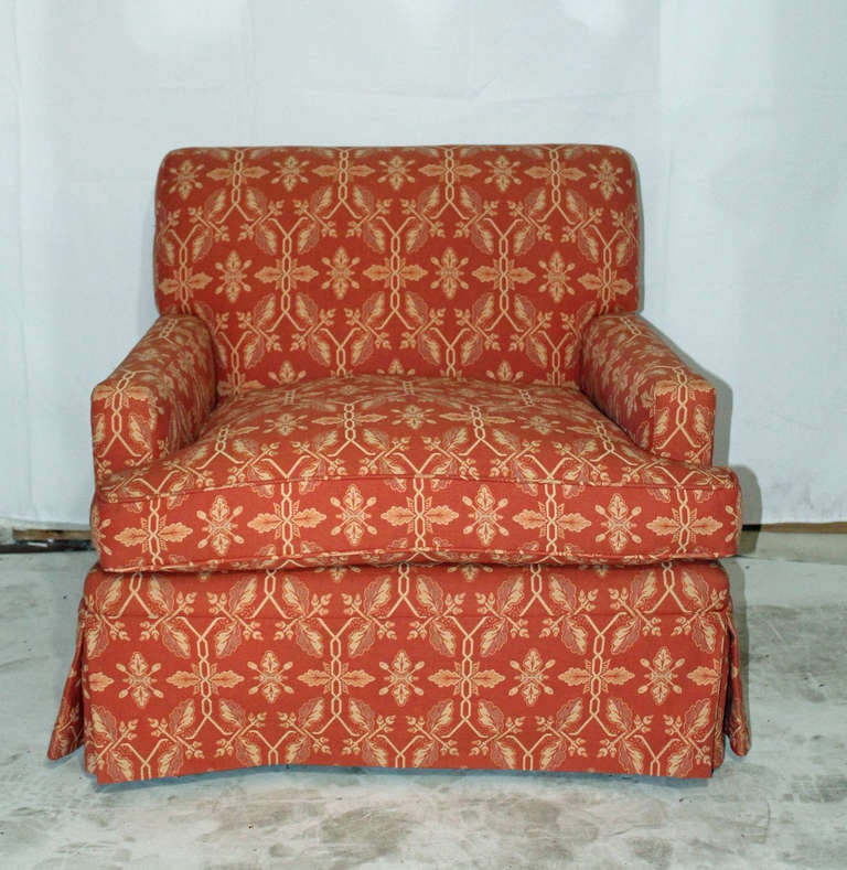 Classic and luxurious Lawson style club chair in a rich Neo-Indian inspired fabric arm height is 26