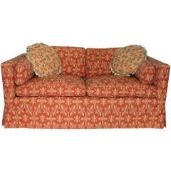 Luxurious Lawson Style Love Seat In A Rich Woven Neo-Indian Inspired Fabric