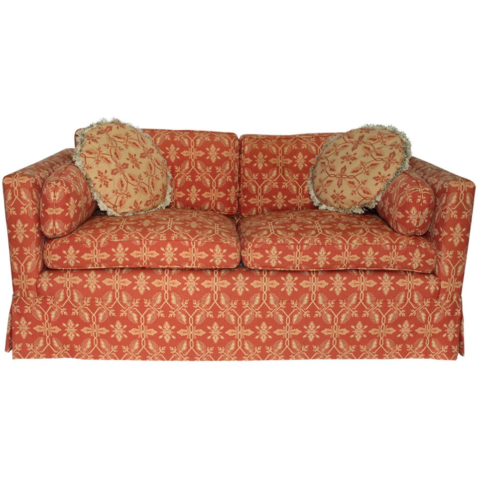 Luxurious Lawson Style Love Seat In A Rich Woven Neo-Indian Inspired Fabric