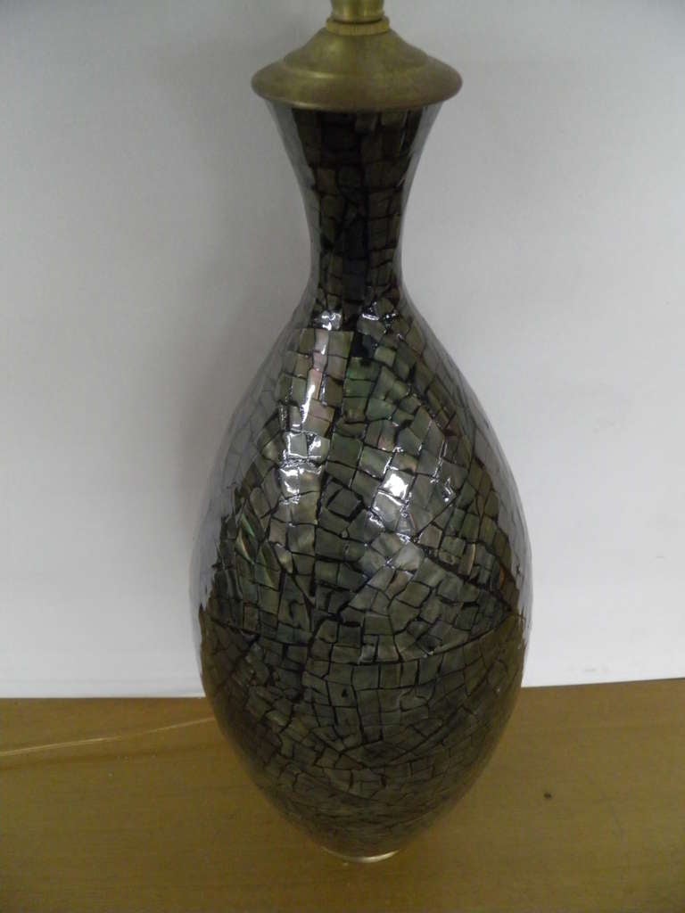 Spanish Large and Unusual Iridescent Vases with Lamp Application For Sale