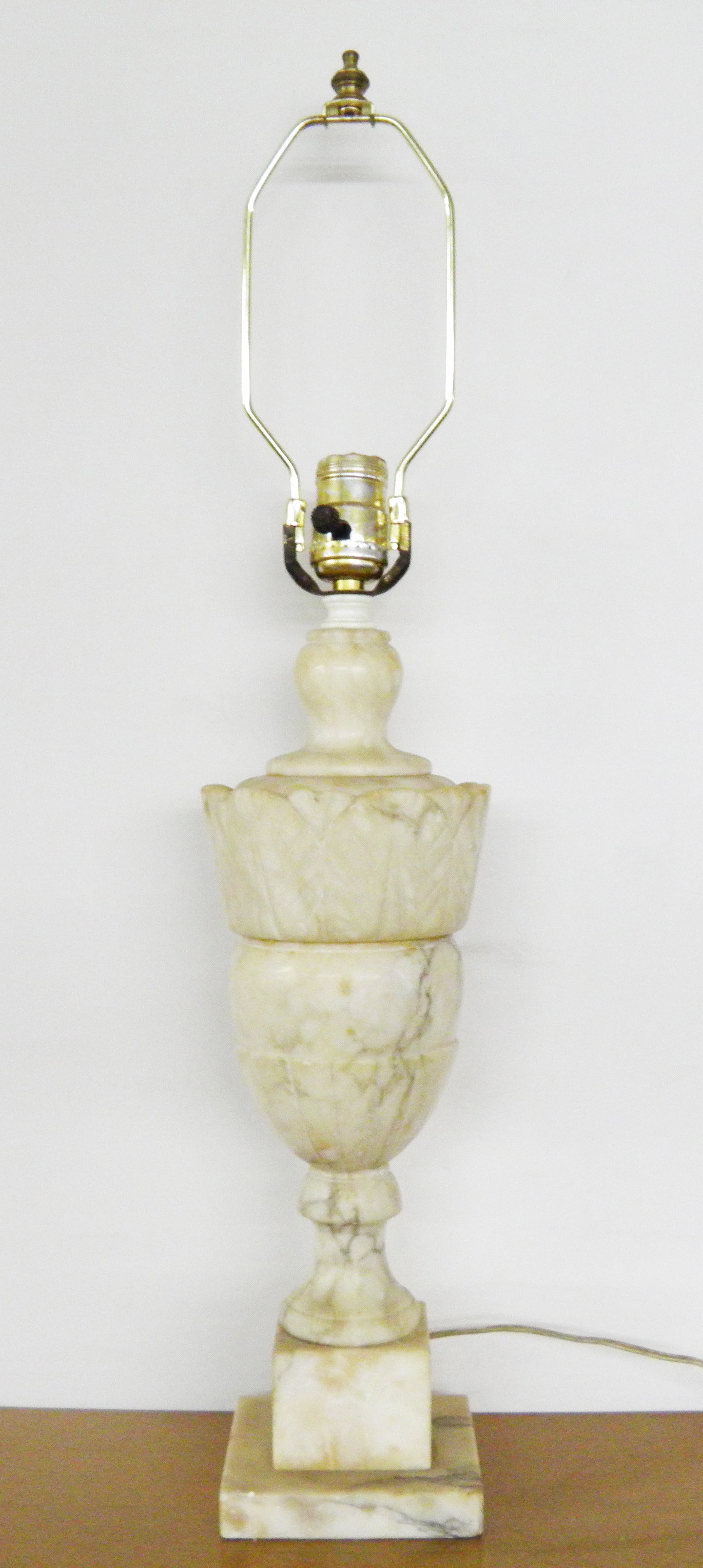 Classic Carrera Marble Urn Style Vase with Lamp Application