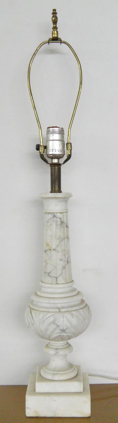 Vintage Nicely Carved Carrera Marble Lamp