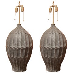 Large and unusual hand sculpted vessels with lamp application Large and unusual hand sculpted vessels with lamp application