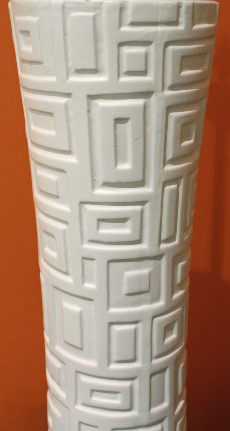 Tall vintage vases with lamp application In Excellent Condition In Bronx, NY