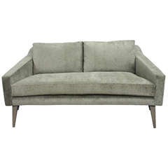 Ponti Inspired Loveseat in a Rich Sage Velvet with Matching Tapered Legs