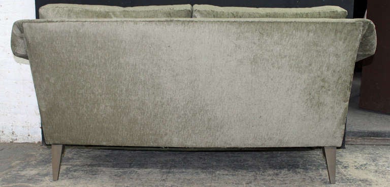 Ponti Inspired Loveseat in a Rich Sage Velvet with Matching Tapered Legs 1