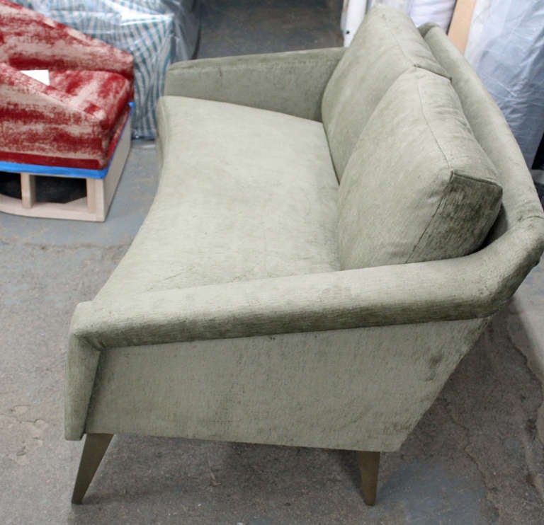 American Ponti Inspired Loveseat in a Rich Sage Velvet with Matching Tapered Legs
