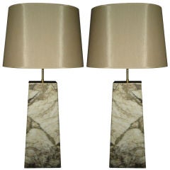 1960's  Pair of French  Alabaster table lamps.