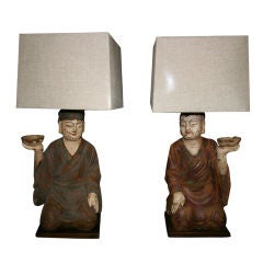 Unique pair of Fung and Shui sculptures with lamp application