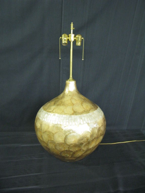 Pair of  Glazed Mica over-sized lamps,