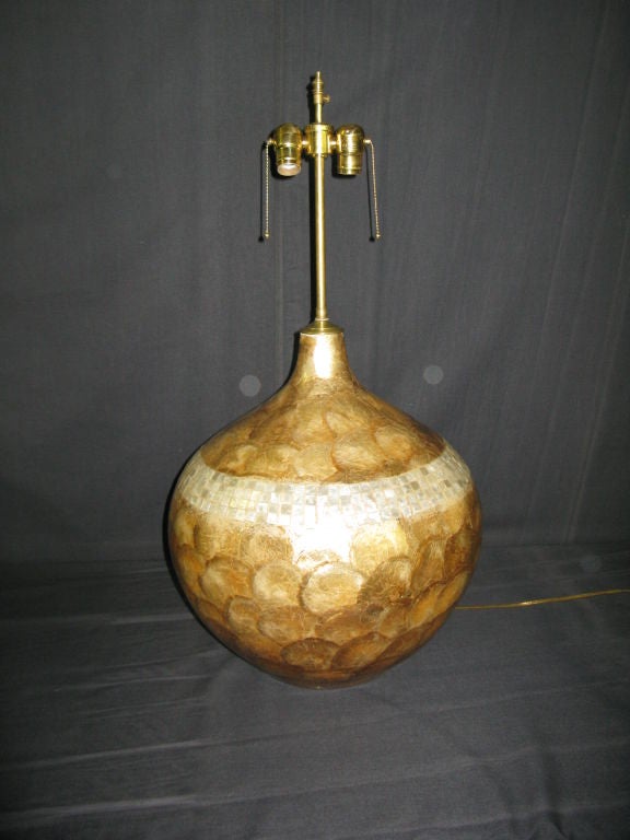 20th Century Pair of  Glazed Mica over-sized lamps. For Sale