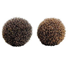Pair of 1960's artistic Pellotte de laine copper Balls