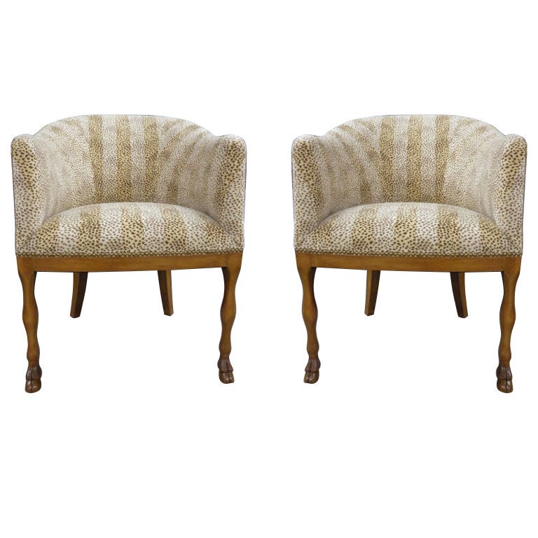 Pair of Pied de Biche Club Chairs