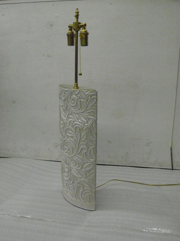 Italian Pair of elegant ceramic vases with telescopic lamp application For Sale