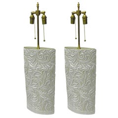 Pair of elegant ceramic vases with telescopic lamp application