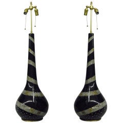 Pair of Large Exotic Tibetan Vessels with Lamp Application