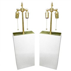 Pair of textured ceramic vases with lamp application