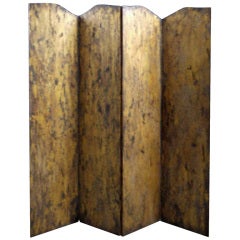 4 Panel Folding Screen With Mottled Gold & Umber Finish