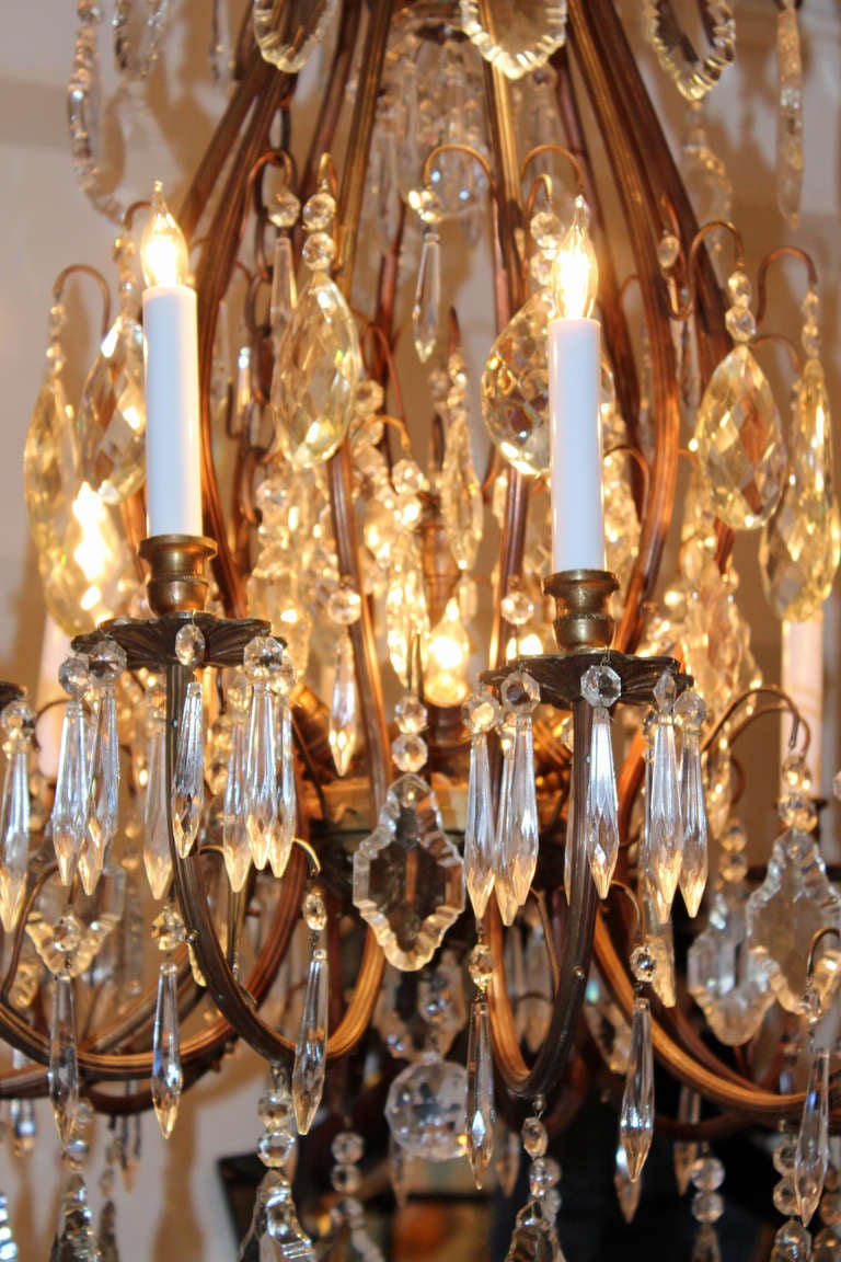 French Elegant Pair of Eighteen-Light Belle Époque Crystal Chandeliers