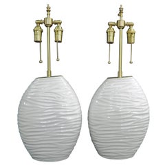 Coppia di vasi in ceramica testurizzata "Ripple" con applicazione per lampada