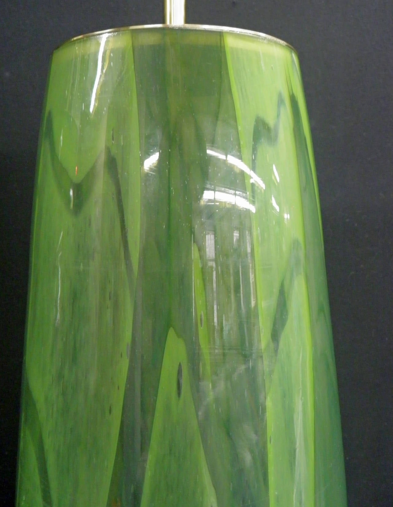 Spanish Pair of Large and Unusual Handblown and Painted Glass Vases.