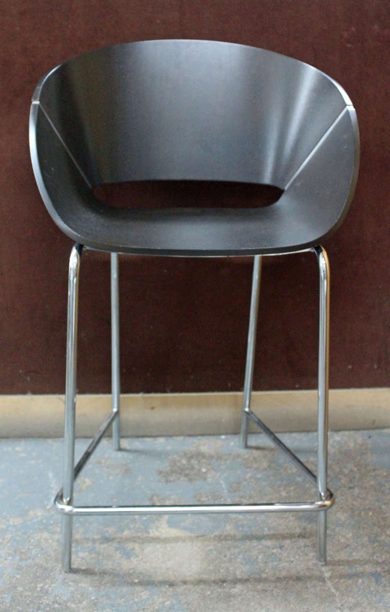 Trio Of Italian Bentwood And Chrome Counter Stools