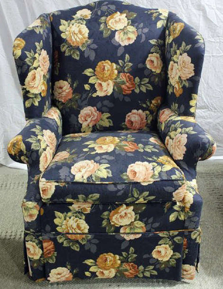 Unknown Pair of Custom Contemporary Club Chairs in Floral Pattern