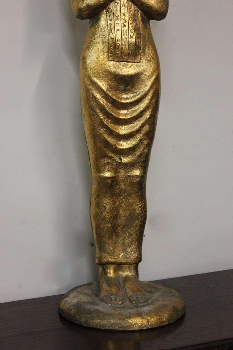 Large Gilded Egyptian Priestess Statue and Torchere In Excellent Condition In Bronx, NY
