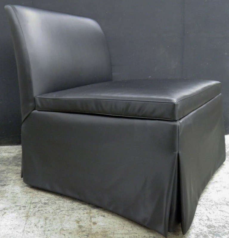Chic Pair of Estate Slipper Chairs, Matte Black Fabric In Excellent Condition For Sale In Bronx, NY
